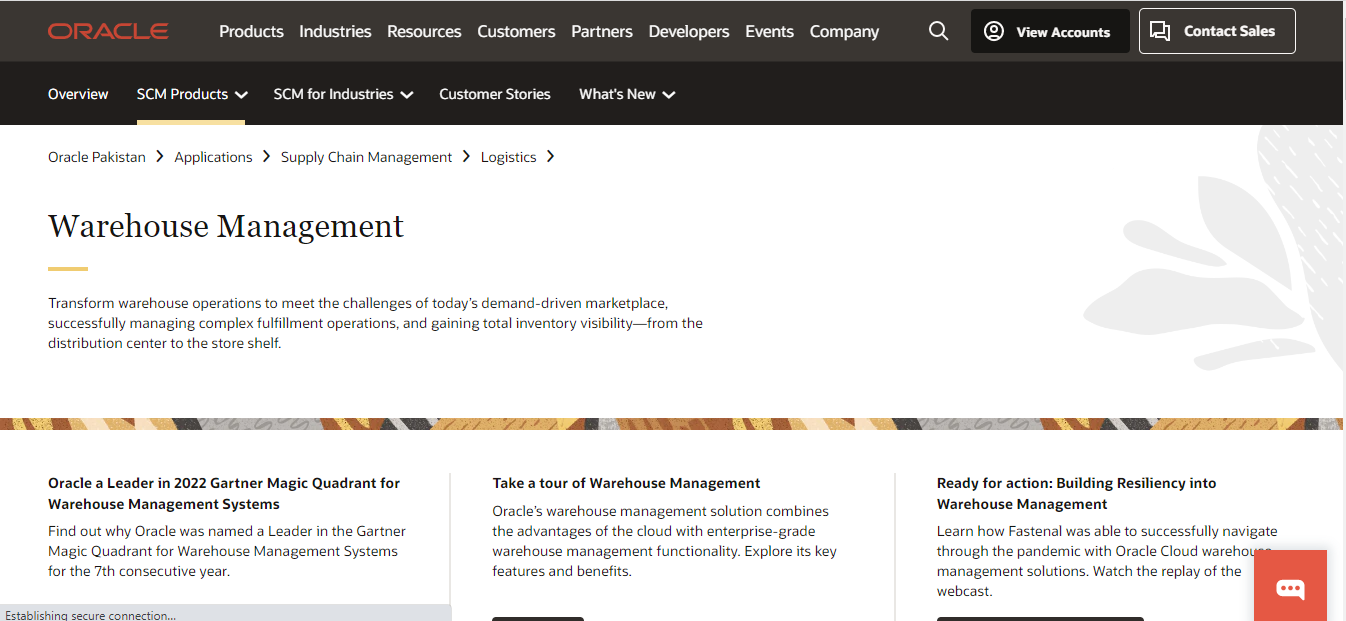                                                  Oracle Warehouse Management System