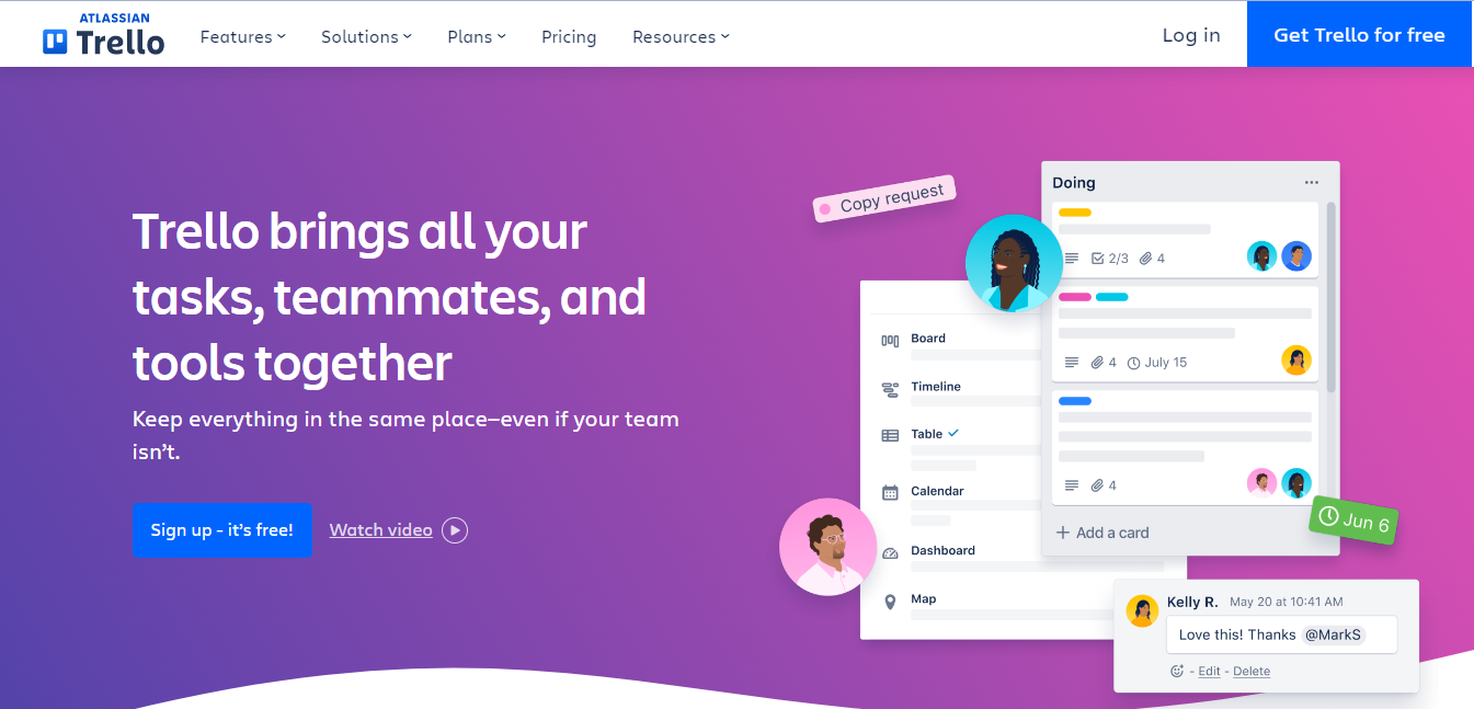 trello marketing project management system software example