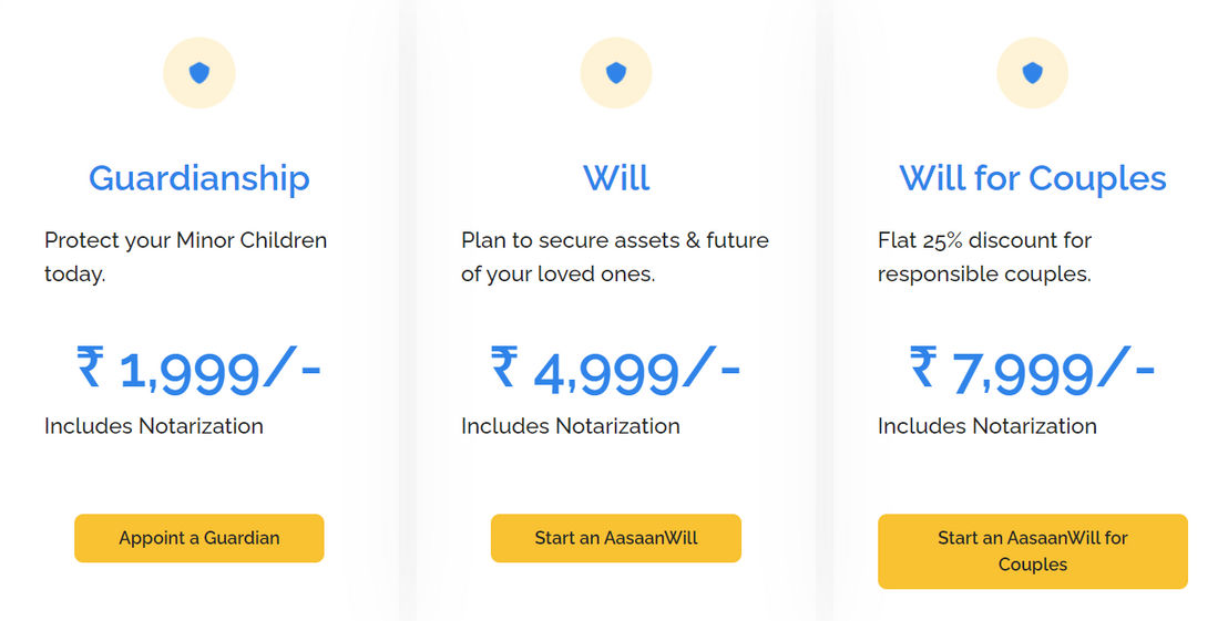 AasaanWill pricing 1
