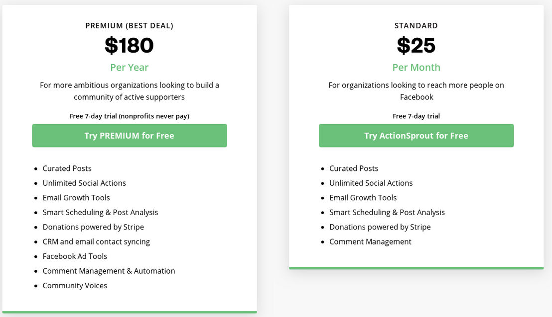 ActionSprout pricing