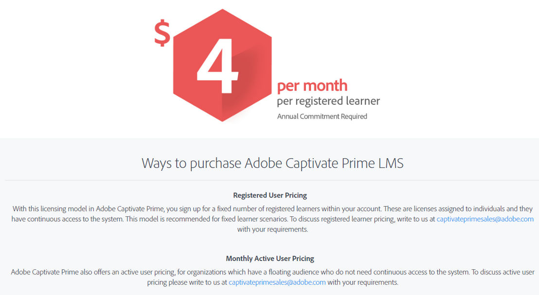Adobe Captivate Prime pricing 1