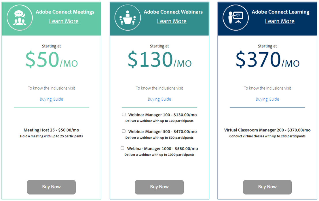 Adobe Connect pricing