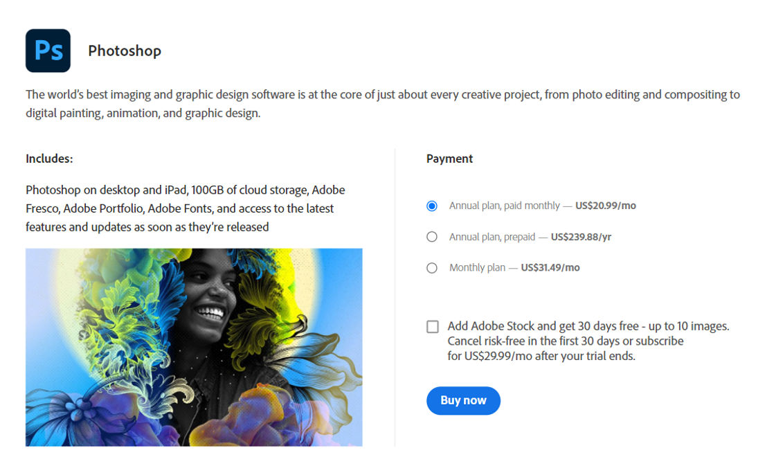 Adobe Photoshop pricing 1