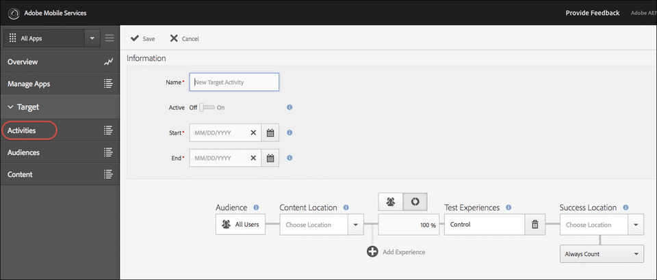 Adobe Target screenshot 2