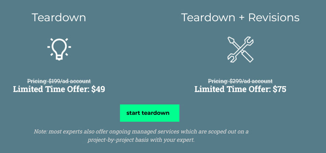 Ads Teardown pricing 1