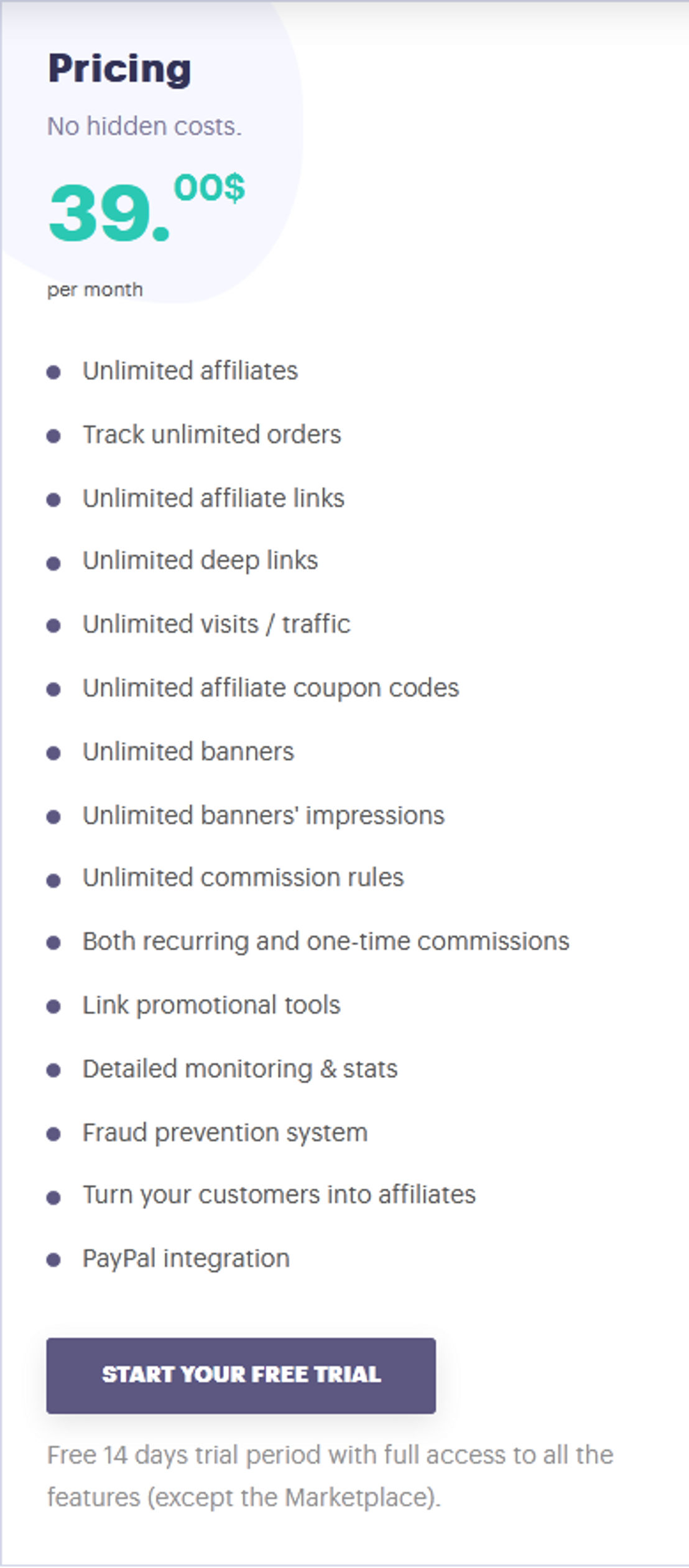 Affilo pricing 1