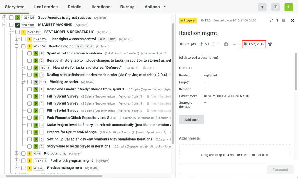 Agilefant screenshot 2