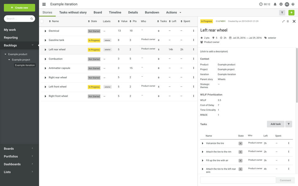 Agilefant screenshot 1
