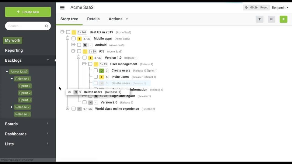 Agilefant screenshot 3