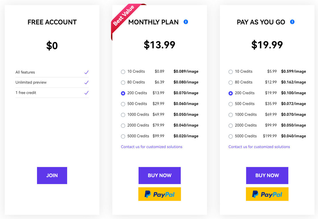 AI Image Upscaler pricing 1