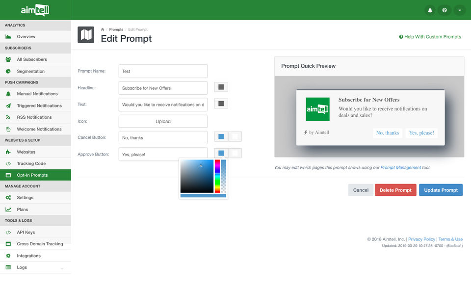 Aimtell screenshot 1