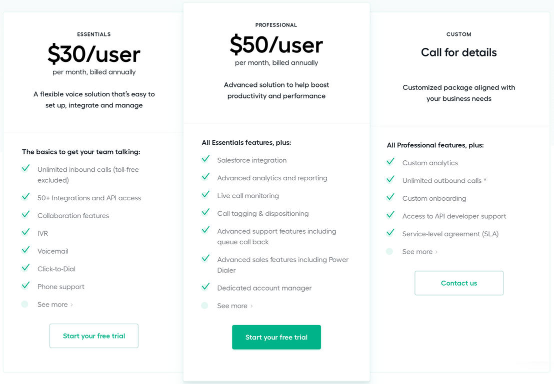 Aircall pricing 1