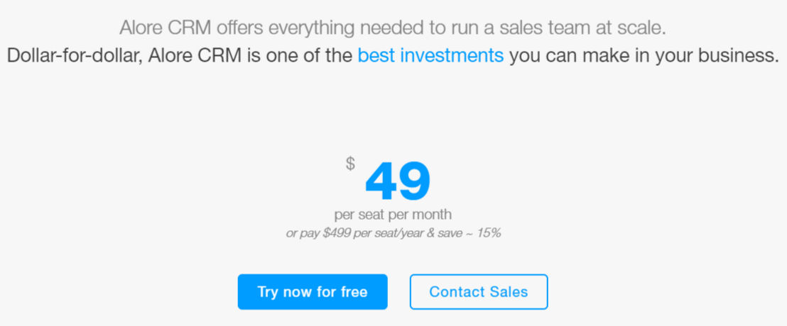 Alore CRM pricing 1