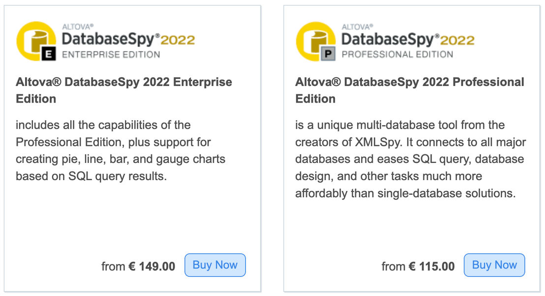Altova DatabaseSpy pricing 1