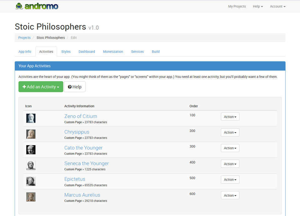 Andromo screenshot 2