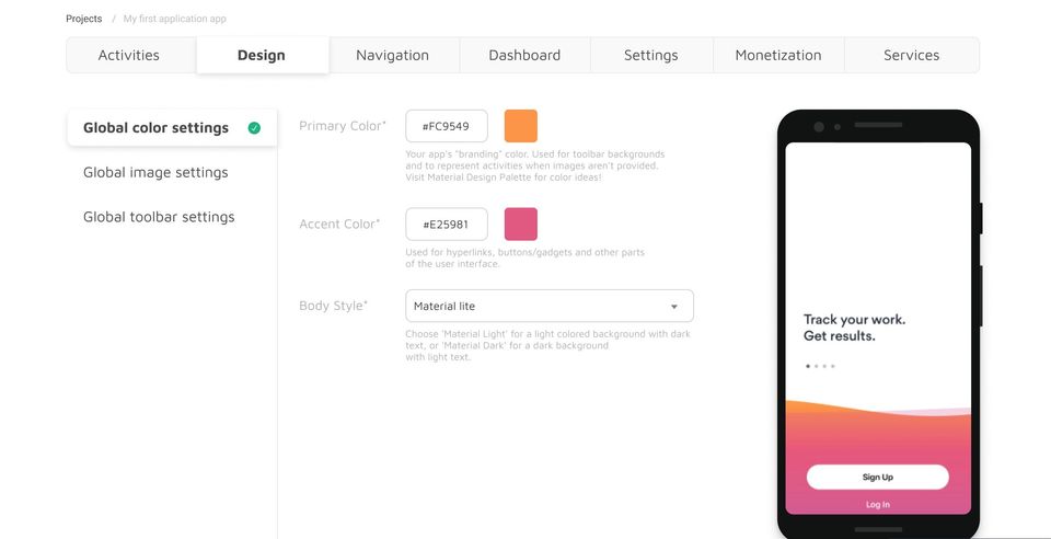Andromo screenshot 1