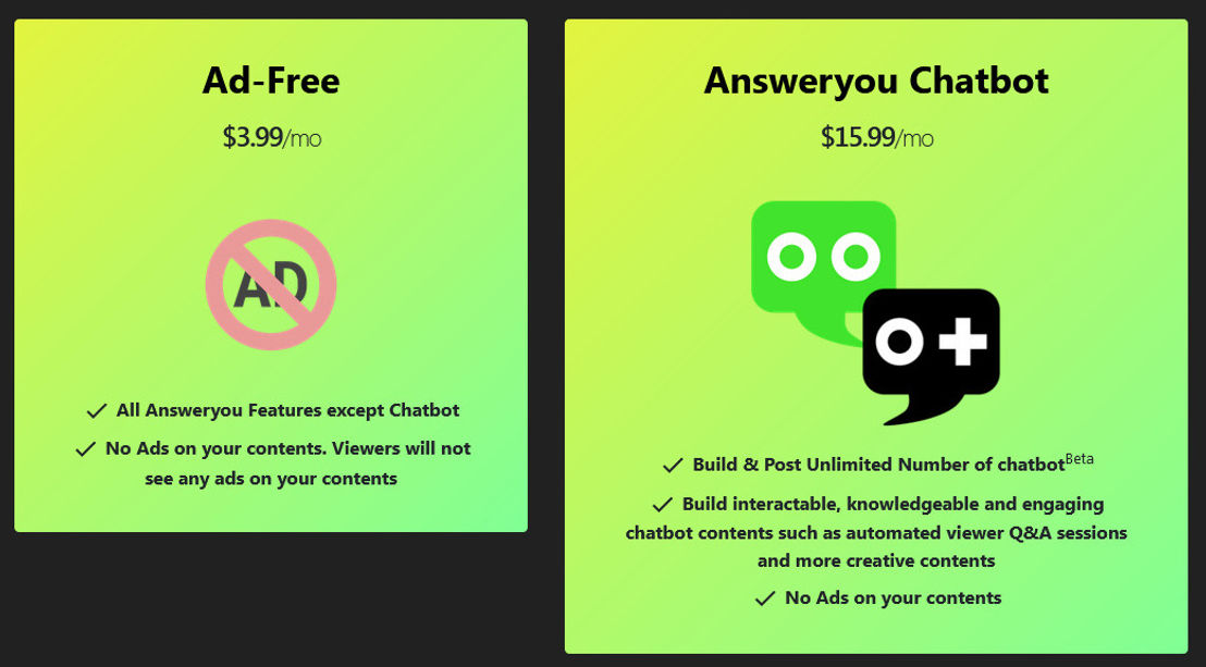 Answeryou pricing 1
