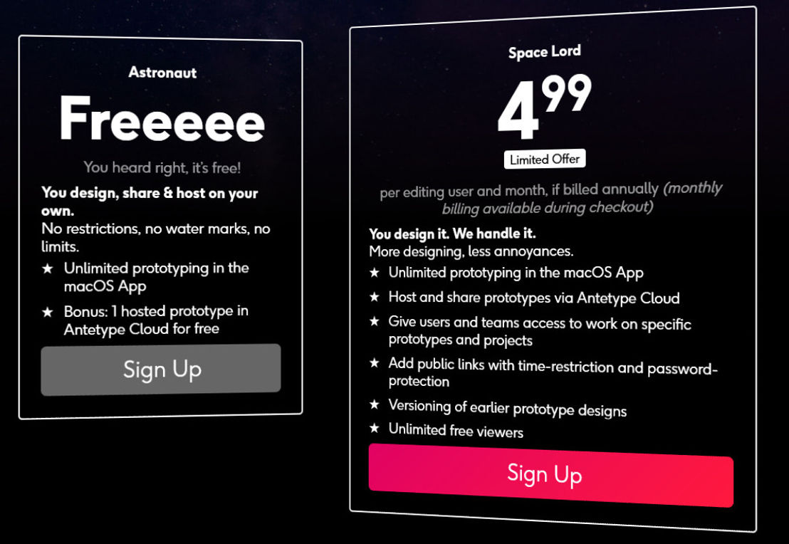 Antetype pricing 1