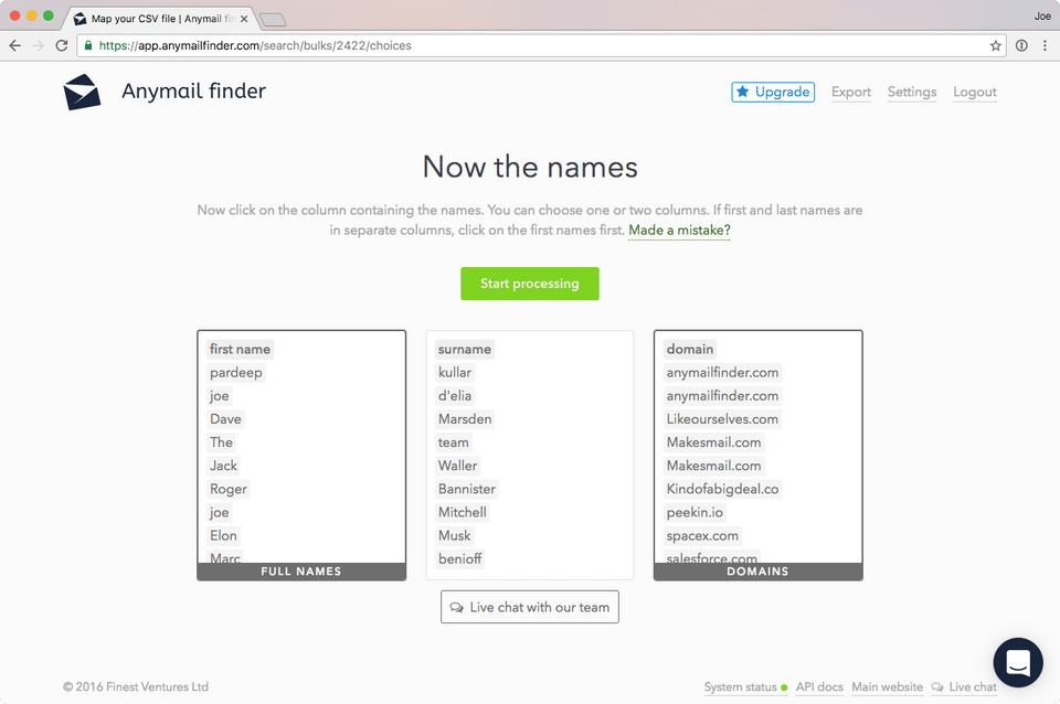 Anymail finder screenshot 1