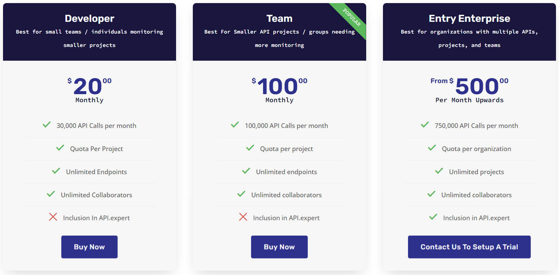 APImetrics pricing 1