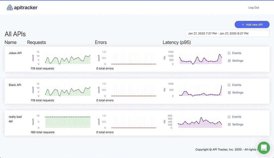 API Tracker screenshot 2