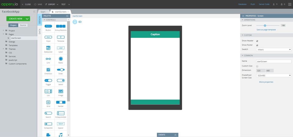 Appery.io screenshot