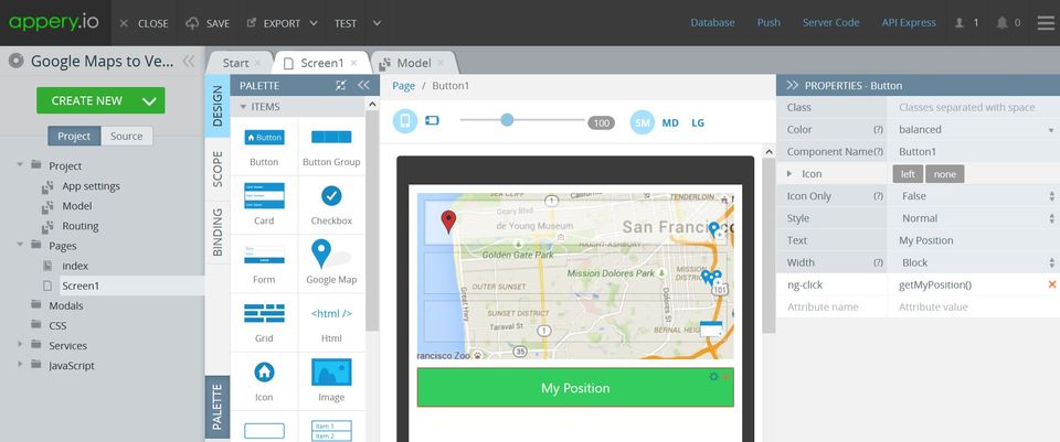 Appery.io screenshot