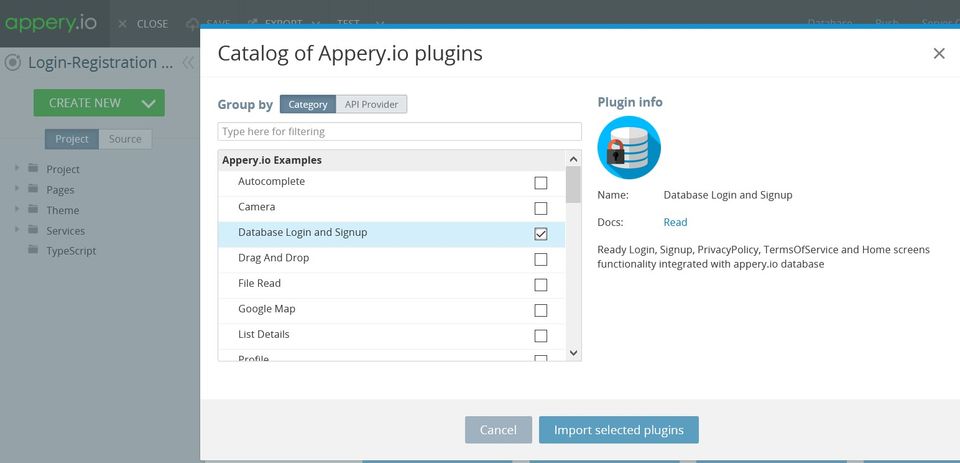 Appery.io screenshot