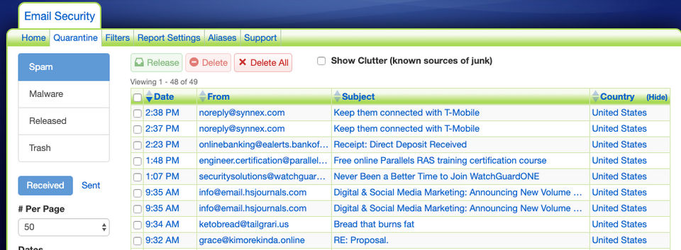 Appriver screenshot