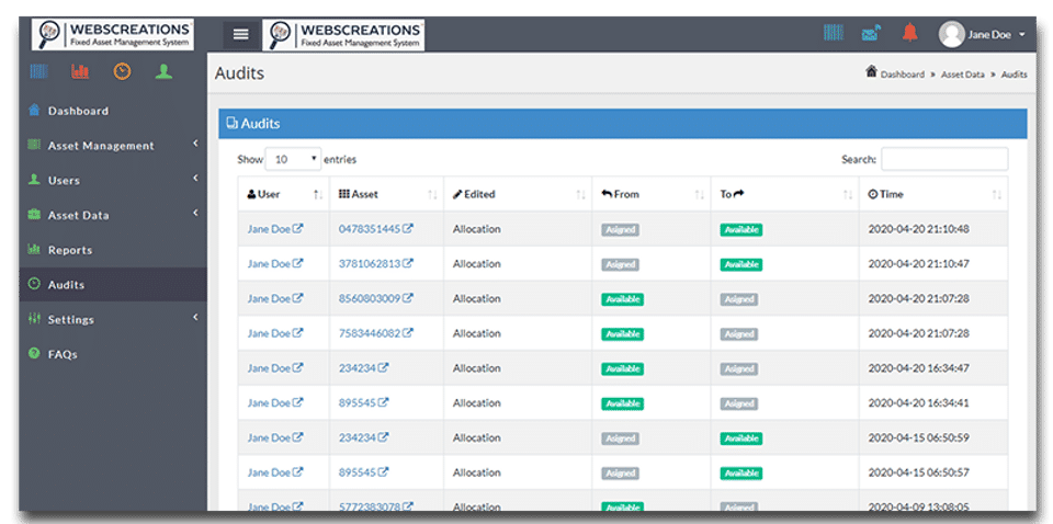 AsseTrack FAMS screenshot 4