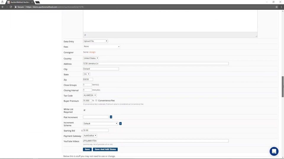 AuctionMethod screenshot