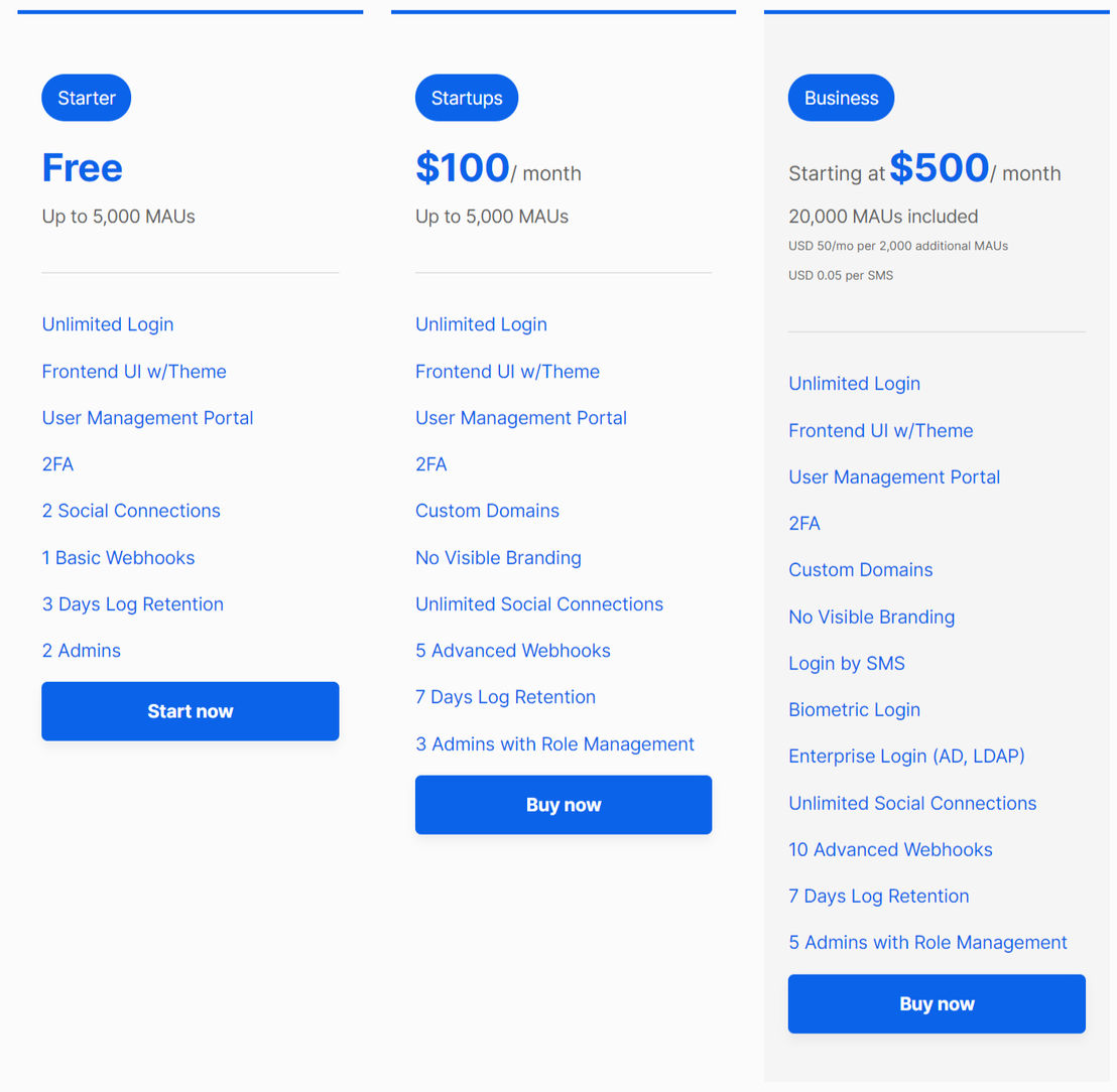 Authgear pricing 1