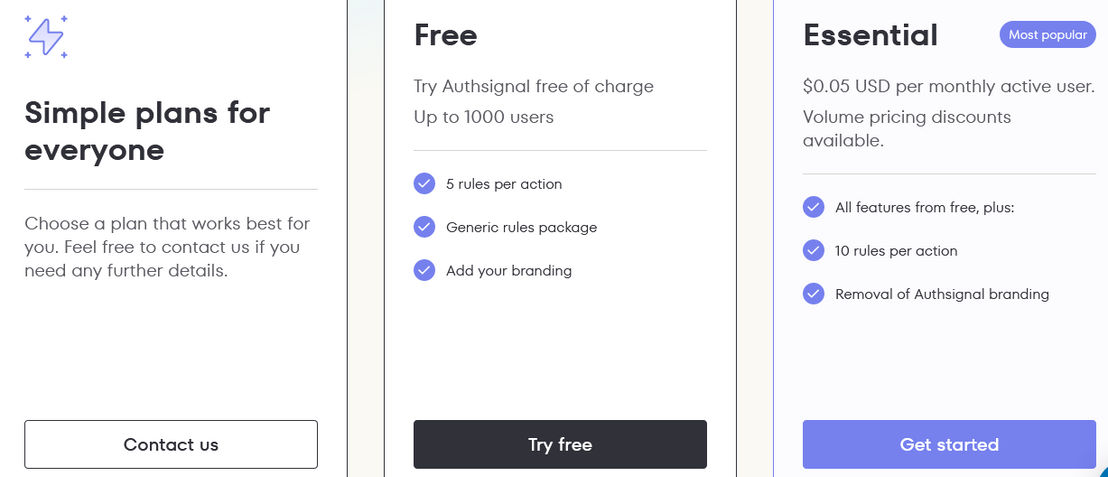 Authsignal pricing 1