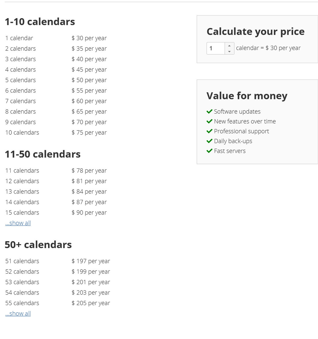 AvailabilityCalendar.com pricing 1