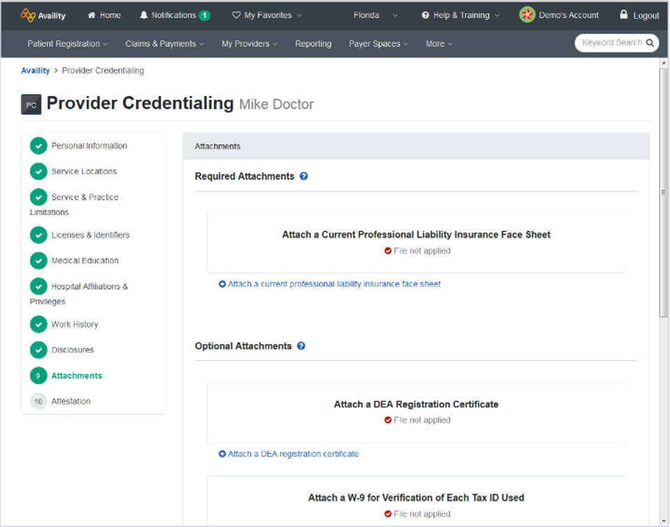 Availity screenshot 1