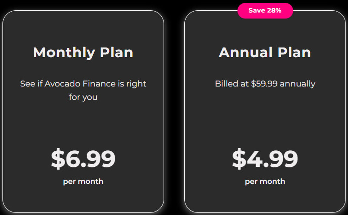 Avocado Finance pricing 1