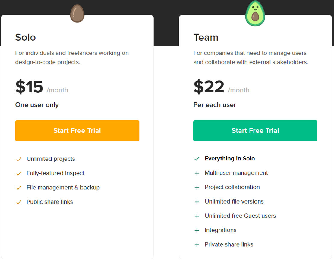 Avocode pricing 1