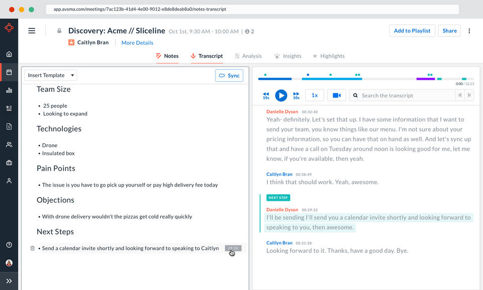Avoma screenshot 1