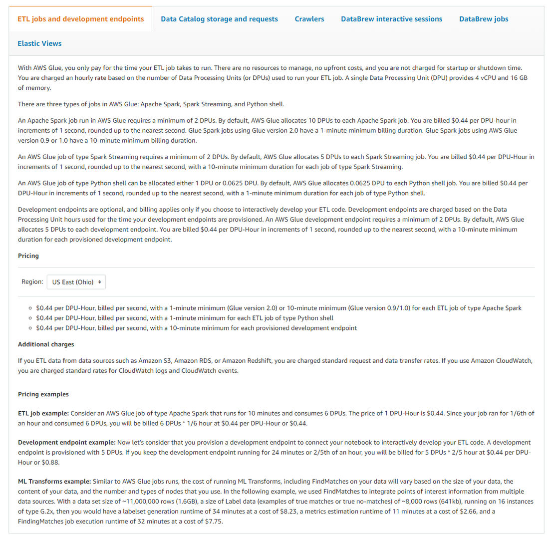 AWS Glue pricing 1