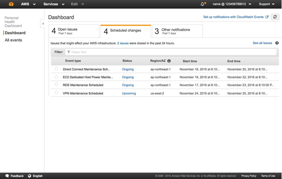 AWS Personal Health Dashboard screenshot 3