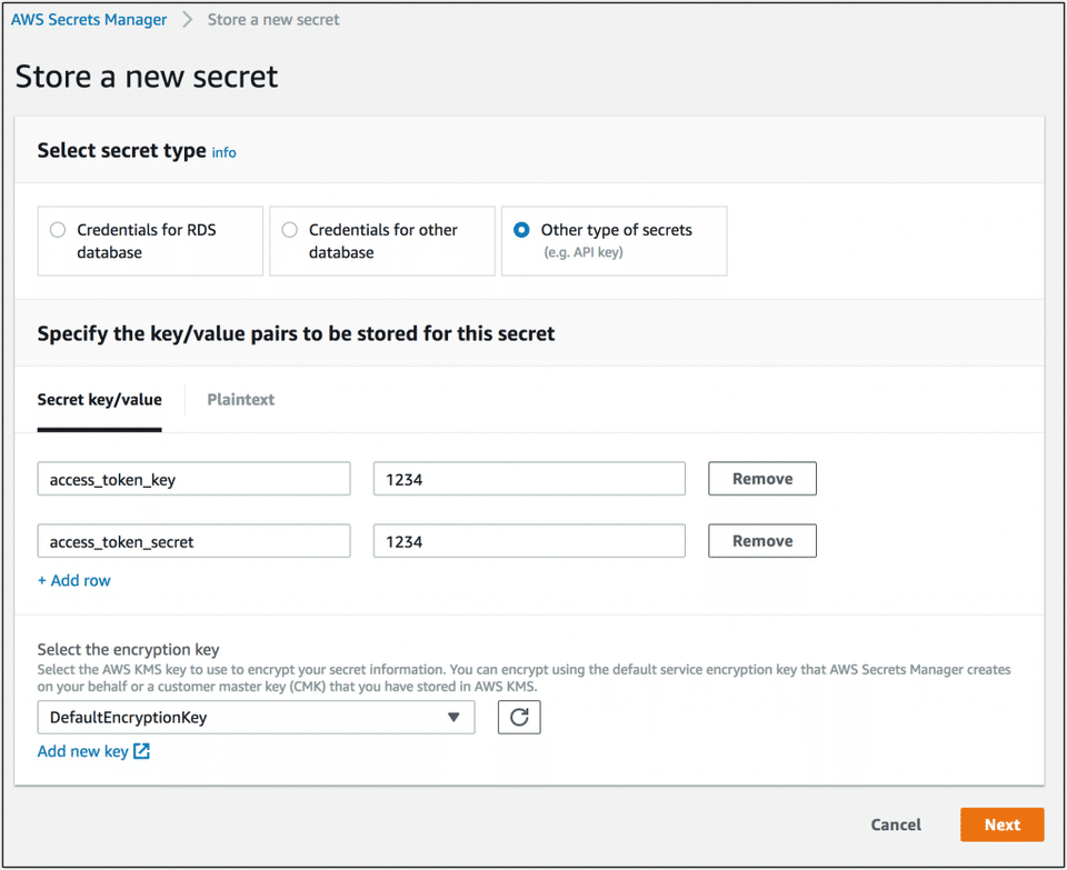 AWS Secrets Manager screenshot 1