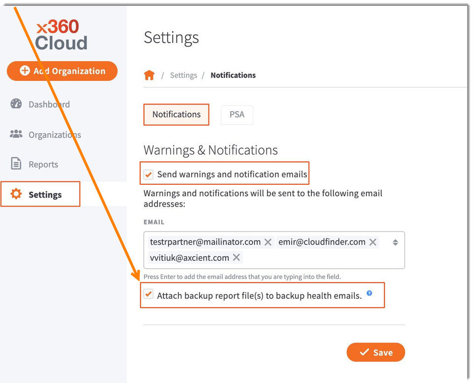 Axcient x360Cloud screenshot