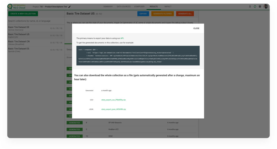 AX Semantics screenshot 2