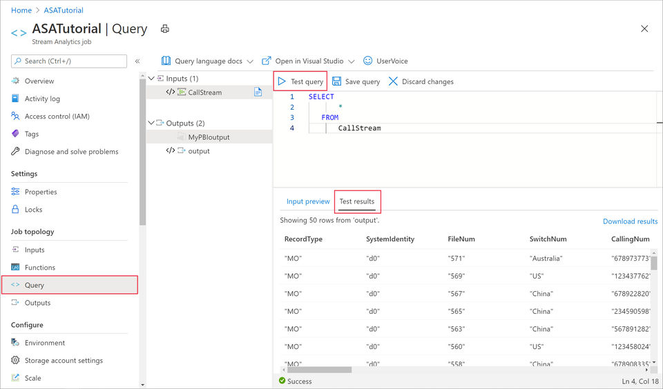 Azure Stream Analytics screenshot 4