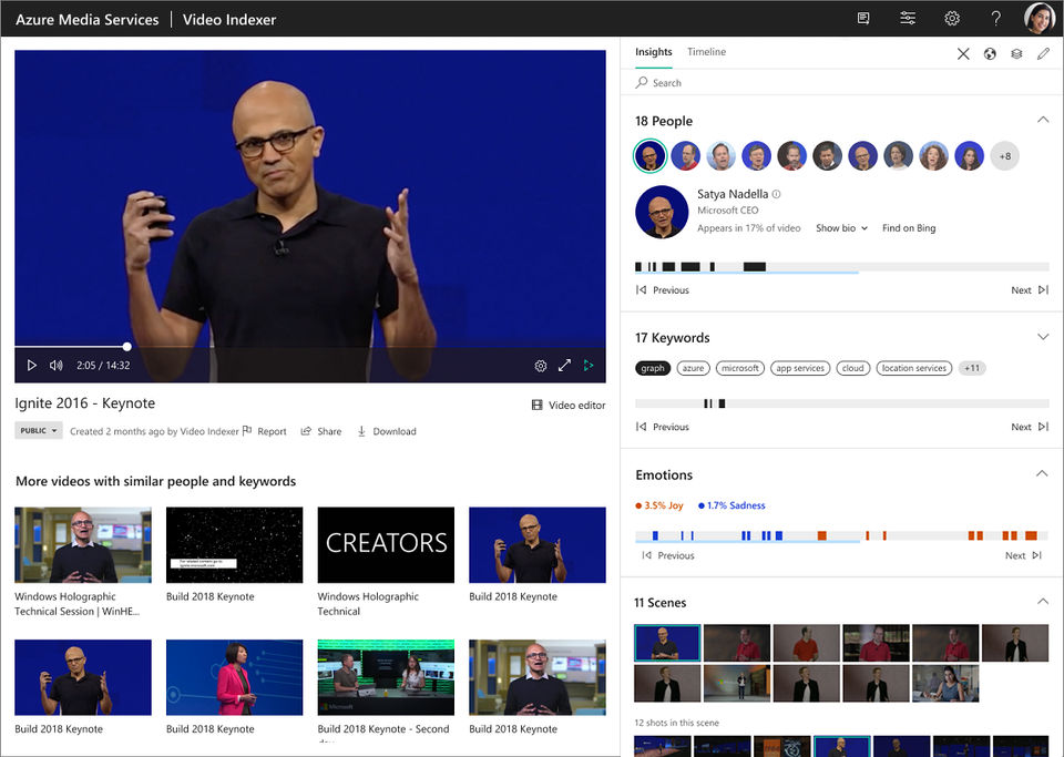 Azure Video Indexer screenshot 1
