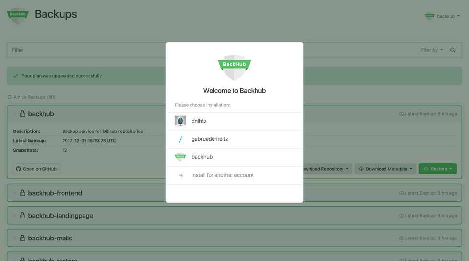 BackHub screenshot 1