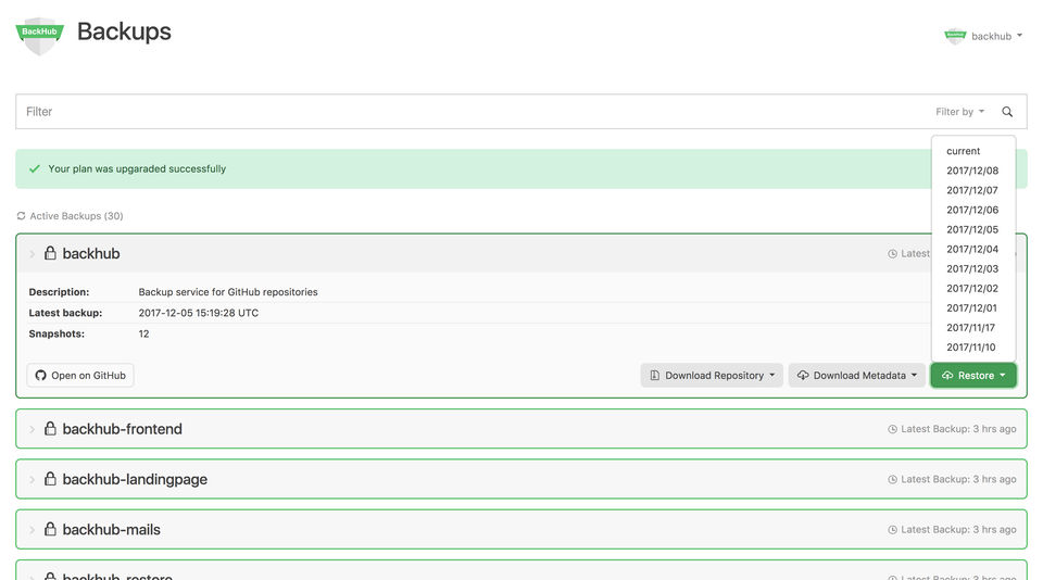 BackHub screenshot 2