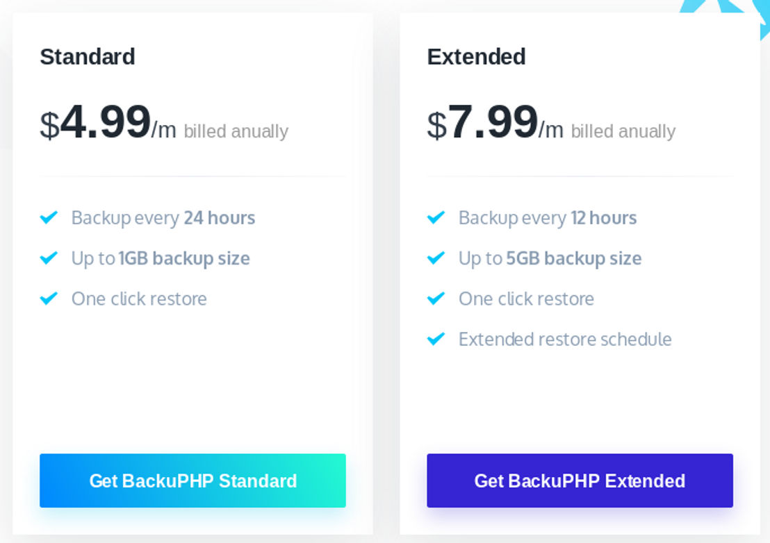 BackuPHP pricing