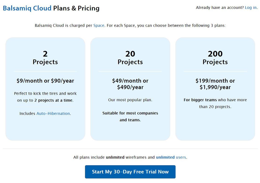 Balsamiq pricing 1