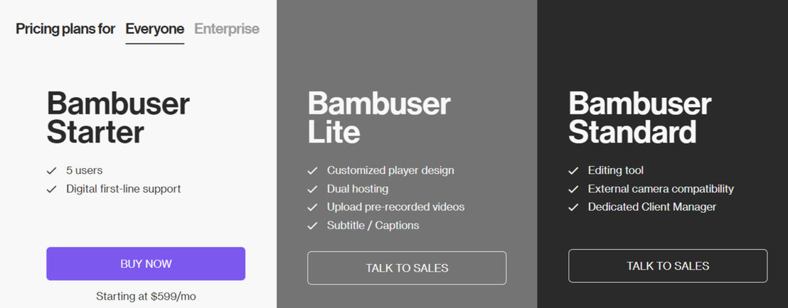 Bambuser pricing 1